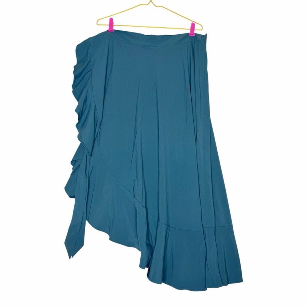 NEW Halara XS Teal Blue High Low Ruffle Wrap Maxi Skirt